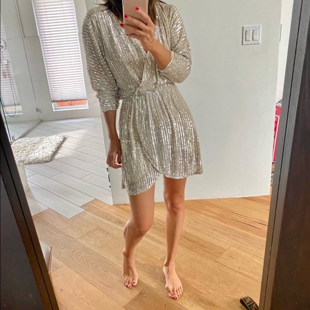 Zara Sequin Wrap Minj Dress, size S. NWT.